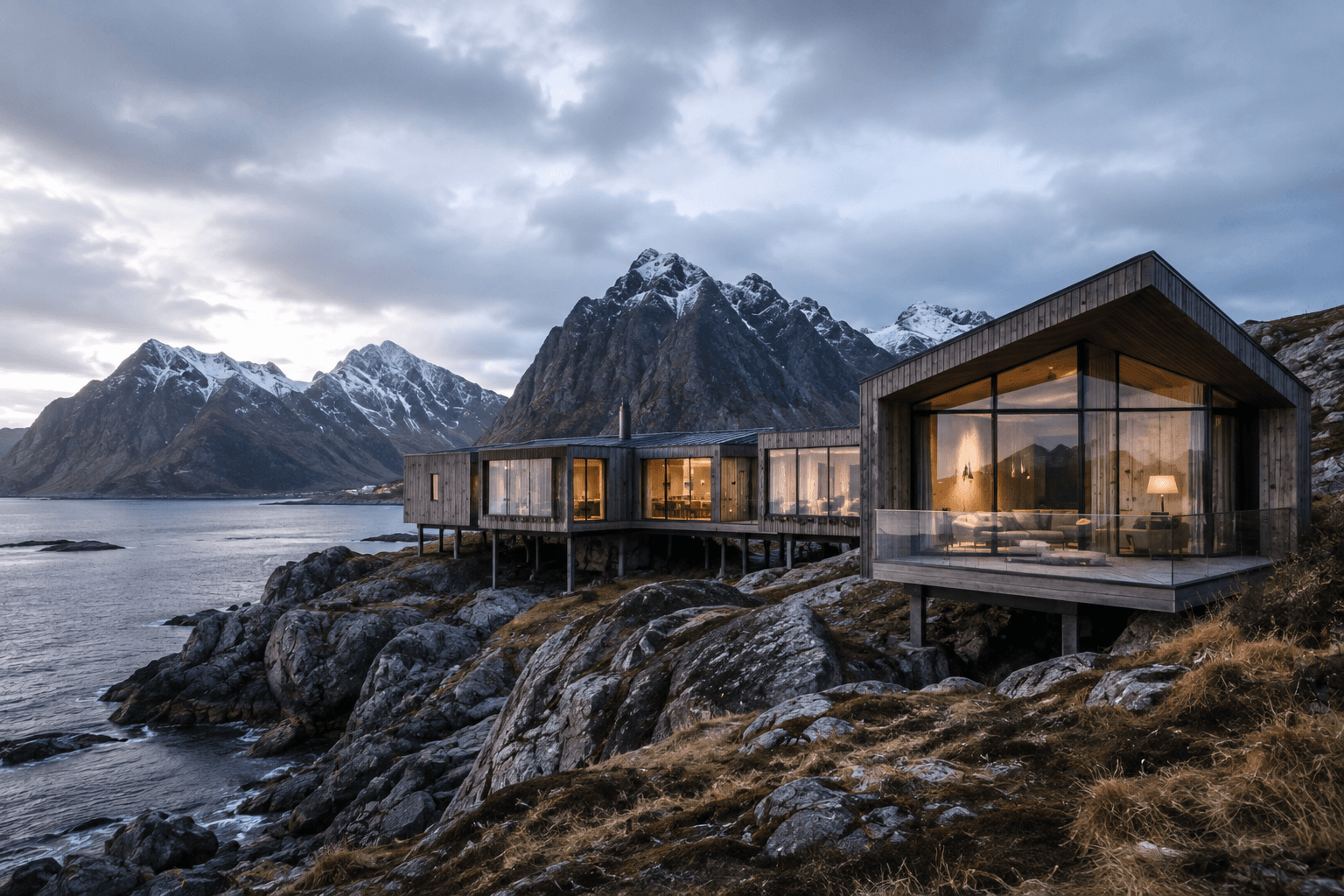 An Arctic Coastal Residence in Lofoten Elevated Above Rock, Sea and Sky